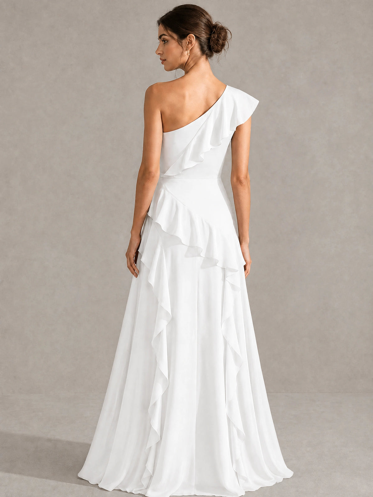 Sage Green One Shoulder Ruffle Bridesmaid Dress