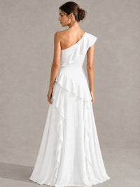 Sage Green One Shoulder Ruffle Bridesmaid Dress