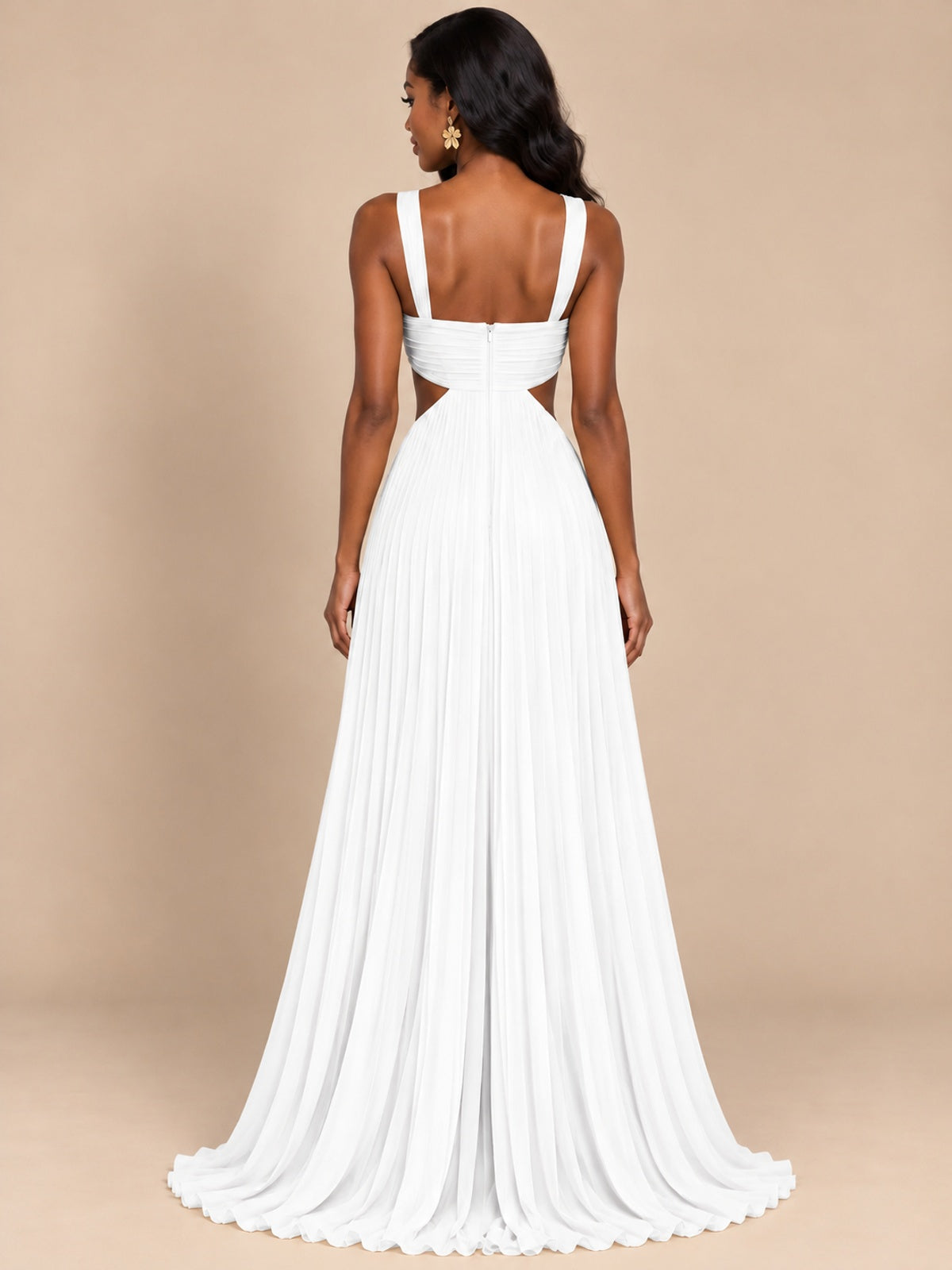 Butter Yellow Pleated Cutout Maxi Dress