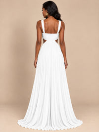 Butter Yellow Pleated Cutout Maxi Dress
