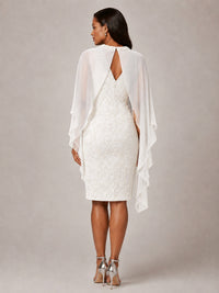 Floral Sheath Mother of the Bride Dress with Cape Overlay