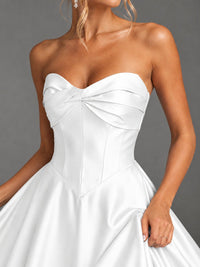 Sweetheart Neck Strapless Satin A-Line Prom Dress