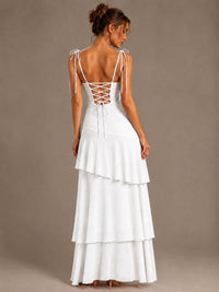 Spaghetti Strap Tiered Ruffles Chiffon Prom Dress