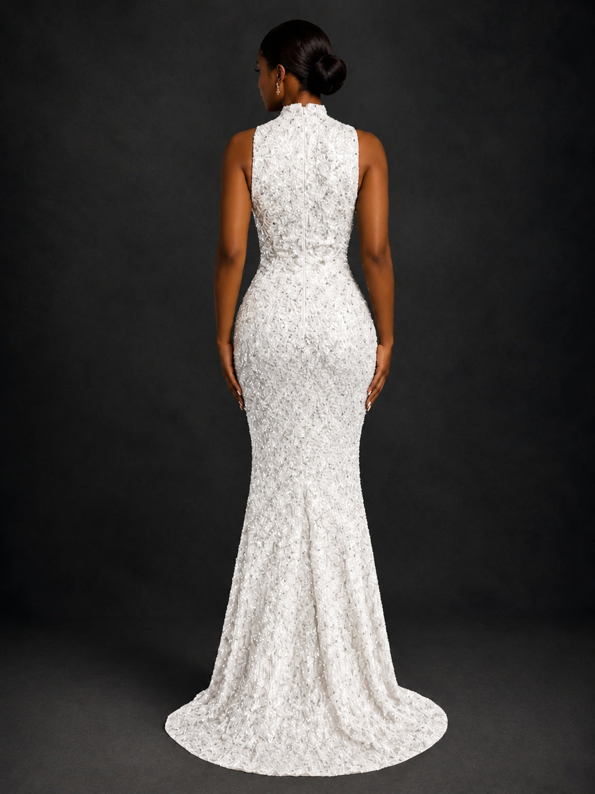 Sparkly Sequin High Neck Mermaid Prom Dress