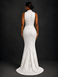 Sparkly Sequin High Neck Mermaid Prom Dress