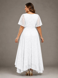 Jacquard Chiffon A-Line V-Neck High-Low Mother of the Bride Dress