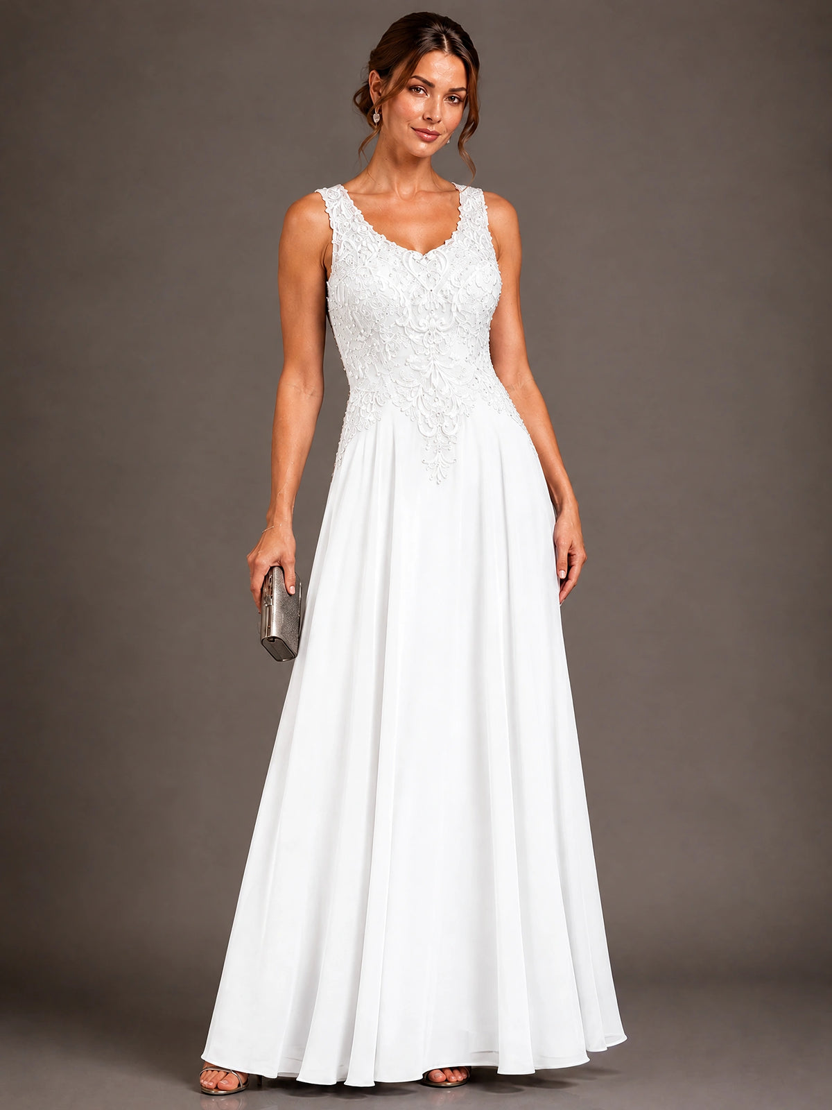 A-line 2 Pieces Chiffon Appliques Mother of The Bride Dresses with Jackets
