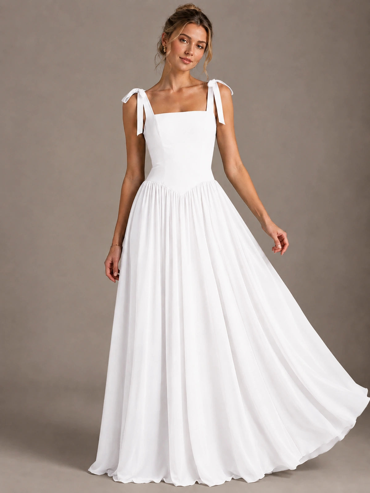 Square Neck A-Line Maxi Dress