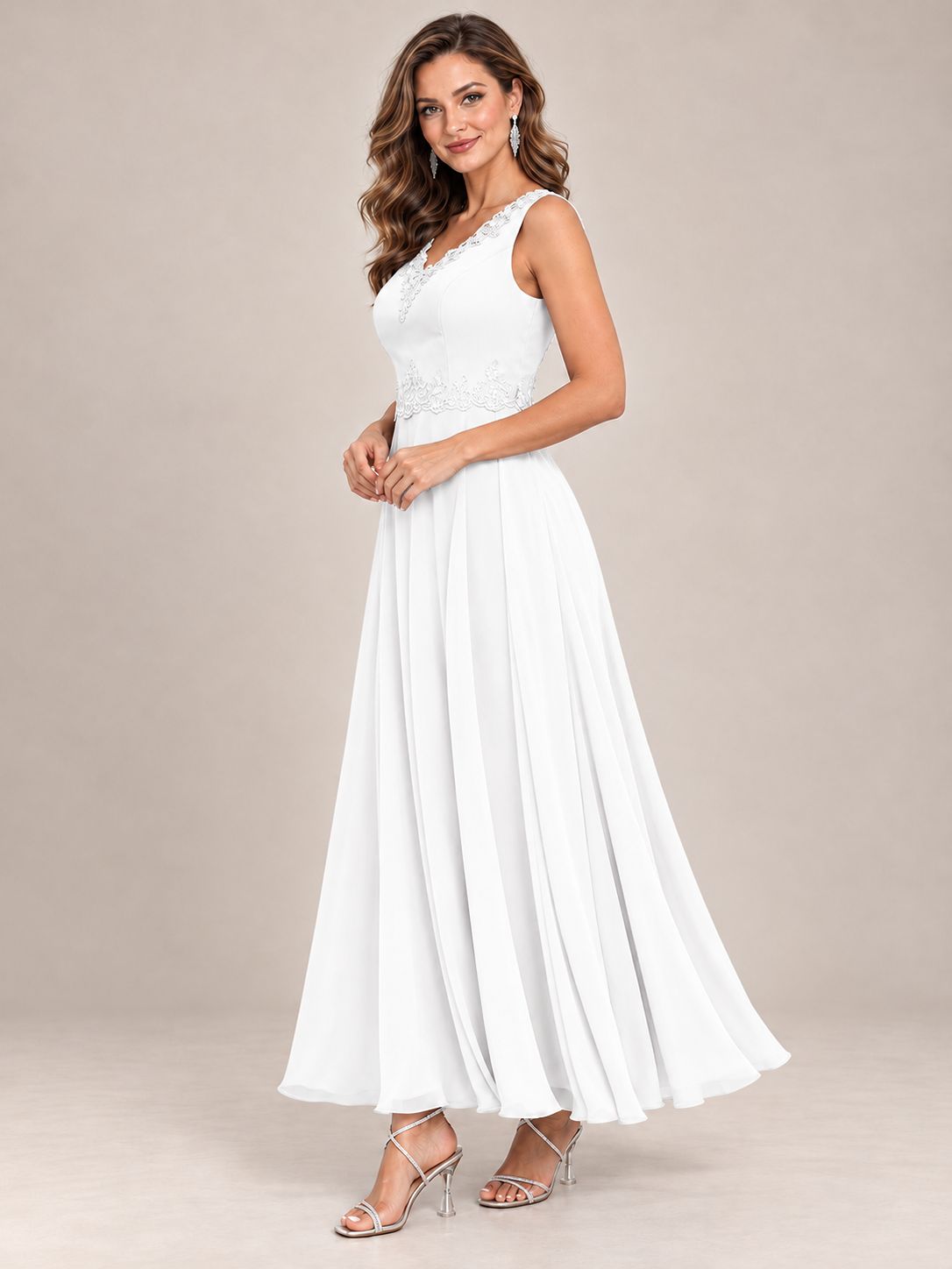 Dusty Blue Floral Lace Chiffon Mother of the Bride Dress with Jacket