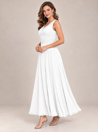 Dusty Blue Floral Lace Chiffon Mother of the Bride Dress with Jacket
