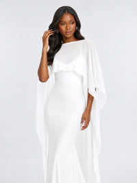 Satin Cape Prom Dresses Meramid Maxi Dress