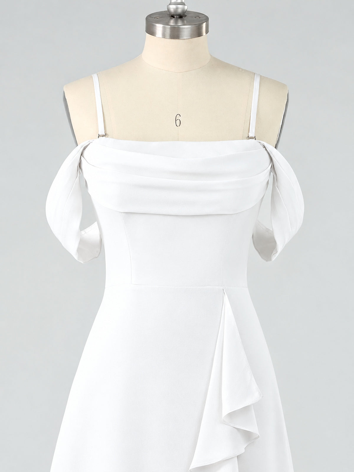 Spaghetti Strap Chiffon Bridesmaid Dress with Ruffles Slit