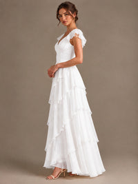 Ruffle Tiered V Neck Maxi Dress