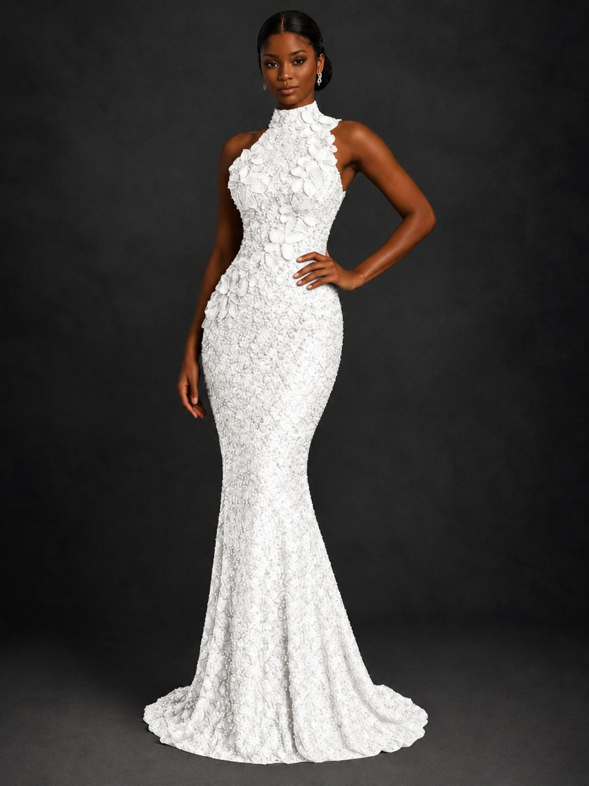 Sparkly Sequin High Neck Mermaid Prom Dress
