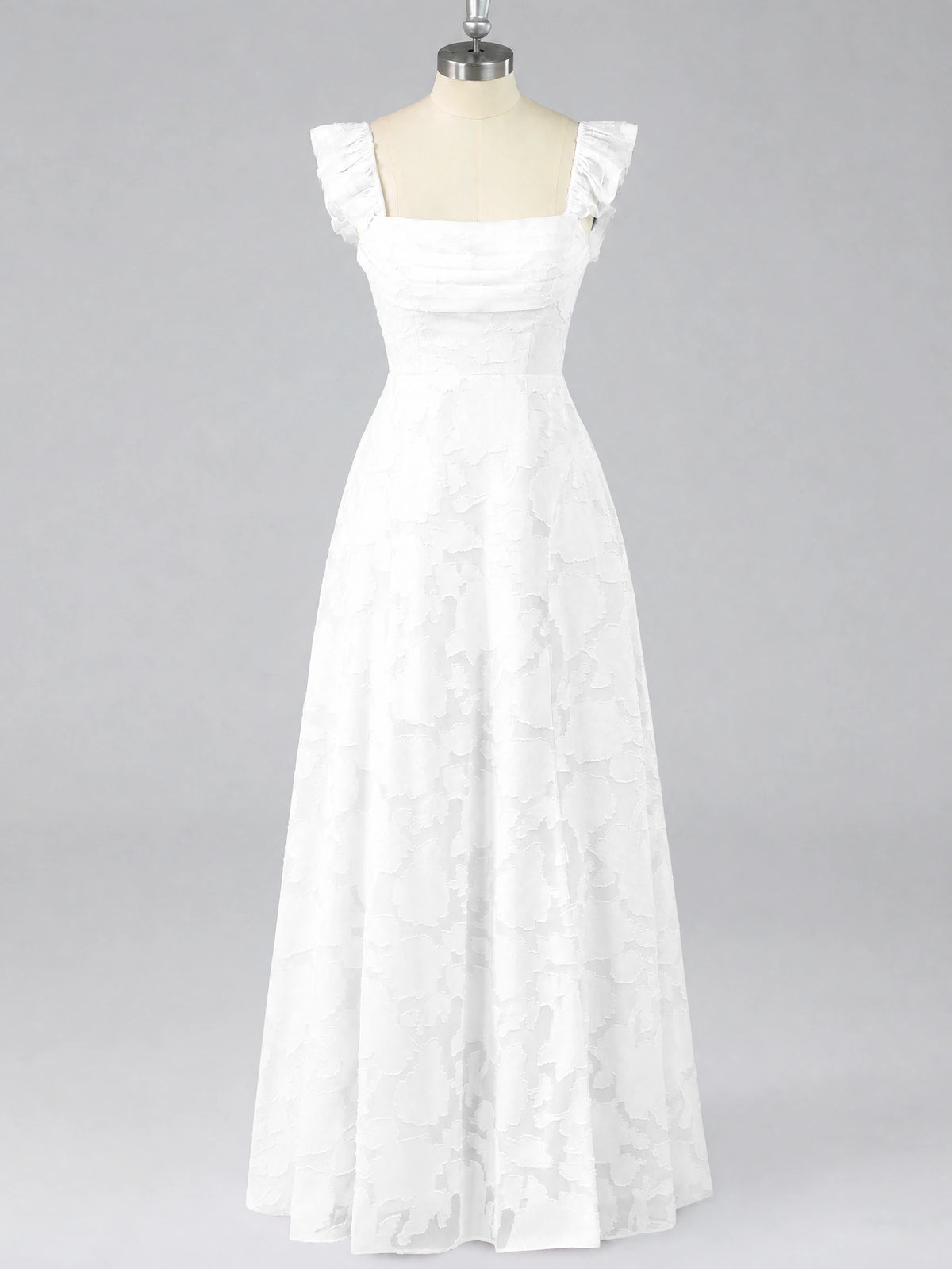 Jacquard Square Neck A-Line Maxi Dress