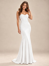 Light Blue Strapless Sweetheart Mermaid Prom Dress with Pleated Bodice