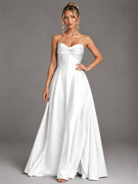 Sweetheart Neck Strapless Satin A-Line Prom Dress