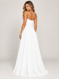 Butter Yellow Ruched Spaghetti Strap Drop-Waist Prom Dress