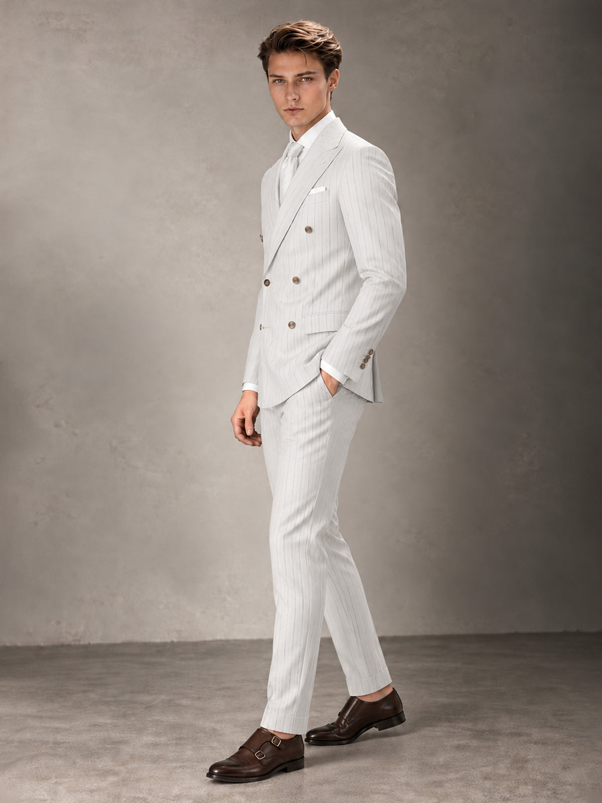 Double Breasted Pinstripe Men's Suit 2 Piece (Jacket & Pants) for Wedding & Formal Prom