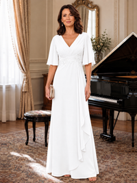 V-Neck Chiffon Lace Mother of the Bride Dresses