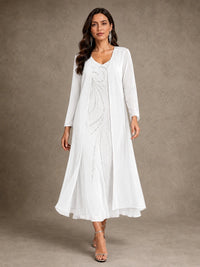 Sequin Chiffon Mother of the Bride Dress with Jacket