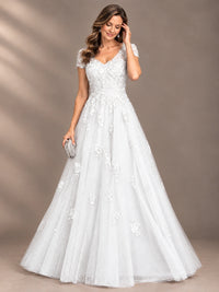Lace Appliques A-line Mother of The Bride Dresses with Short Sleeves