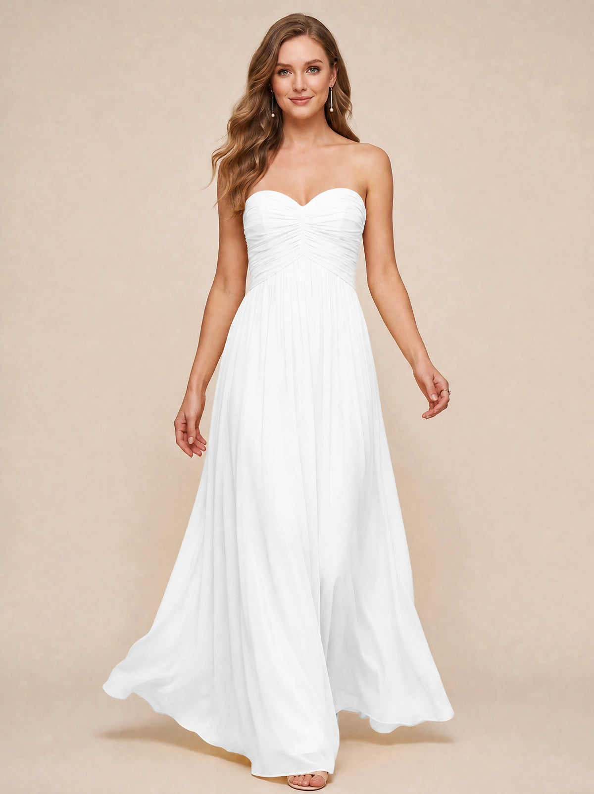 Strapless Pleated Chiffon A-Line Bridesmaid Dress