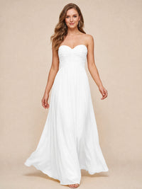 Strapless Pleated Chiffon A-Line Bridesmaid Dress