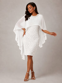 Floral Sheath Mother of the Bride Dress with Cape Overlay