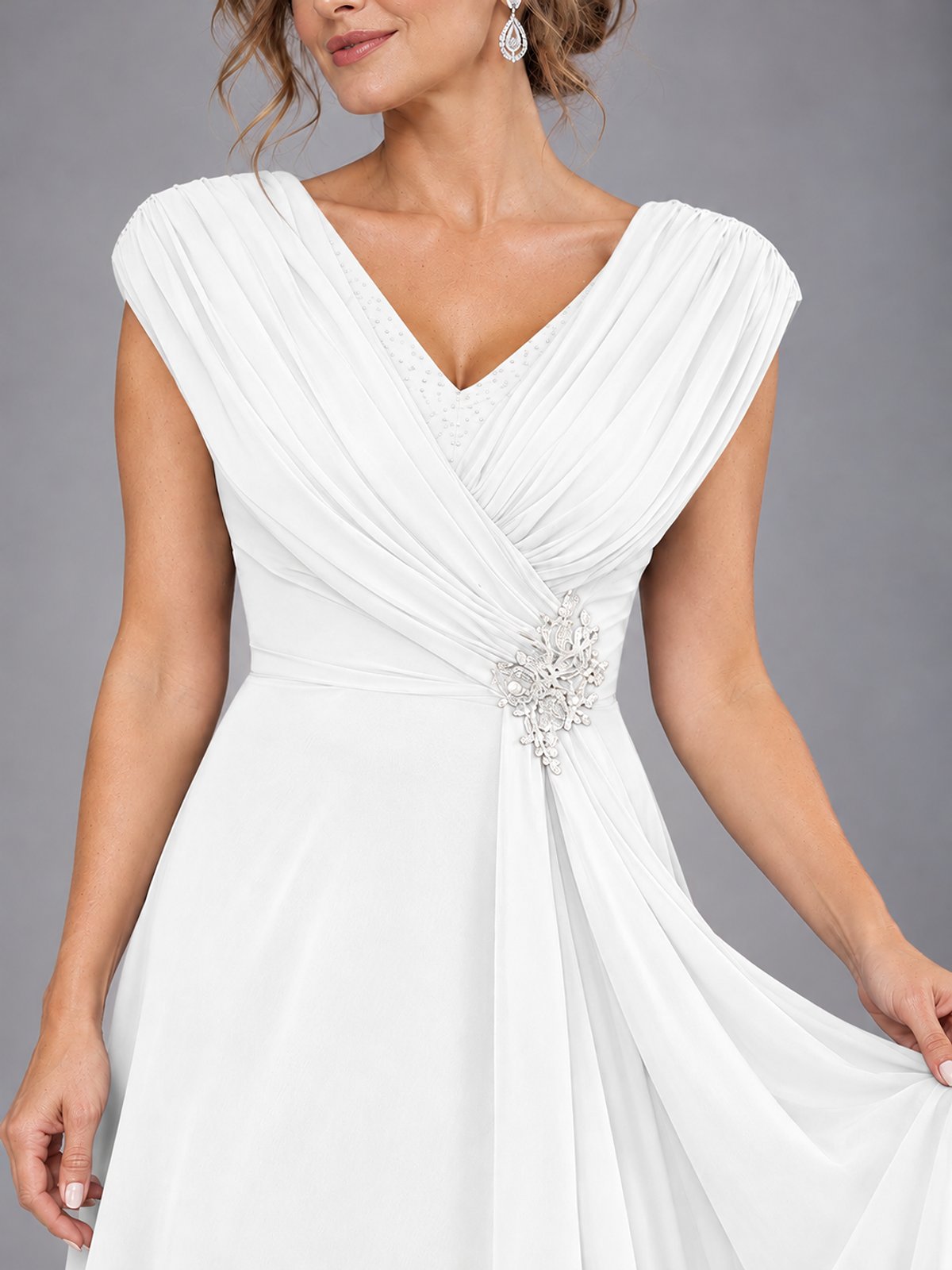 Cap Sleeve Chiffon A-Line Mother of the Bride Dress