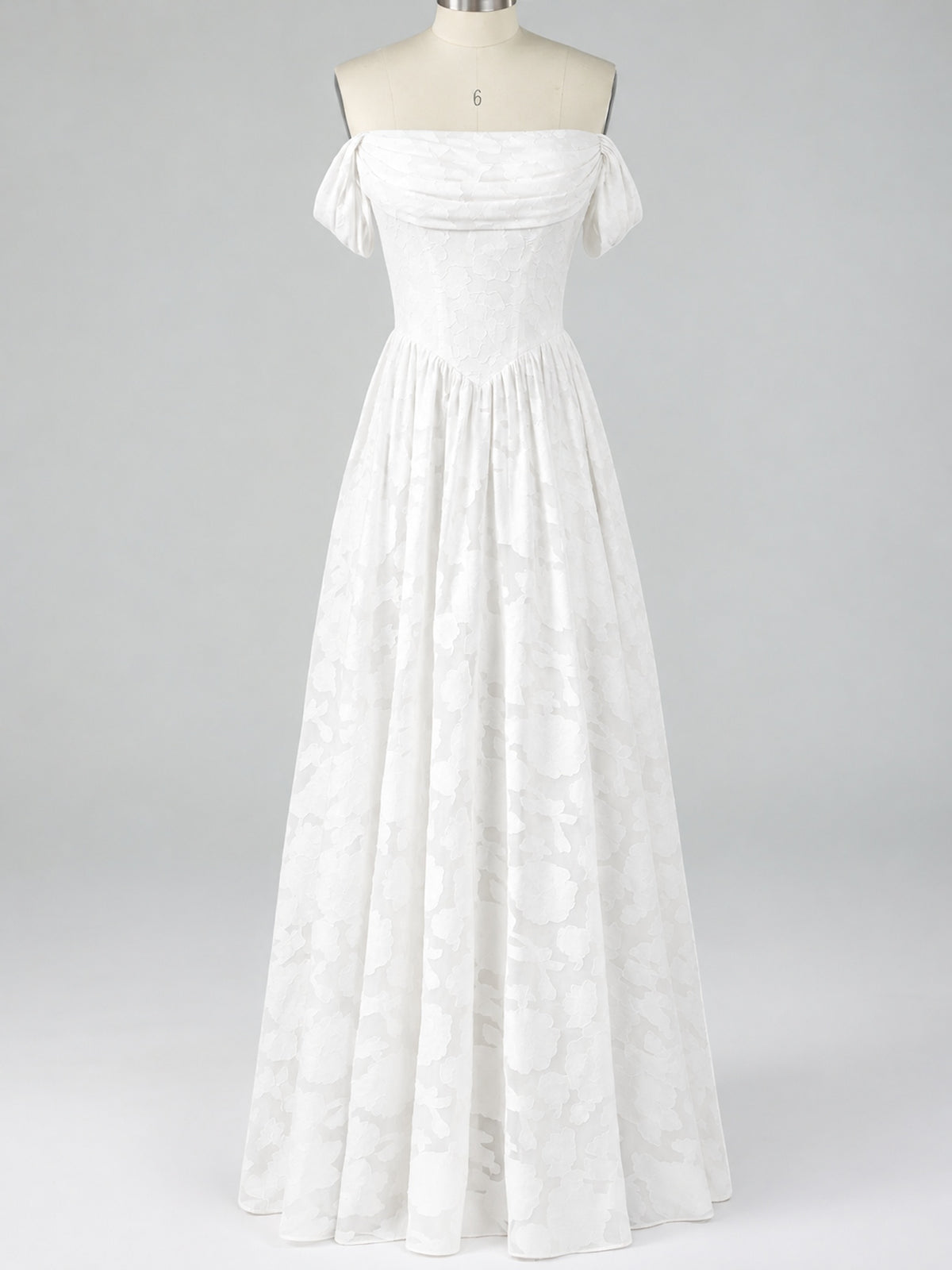 Off Shoulder Jacquard A-Line Maxi Dress