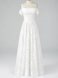 Off Shoulder Jacquard A-Line Maxi Dress