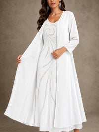 Sequin Chiffon Mother of the Bride Dress with Jacket