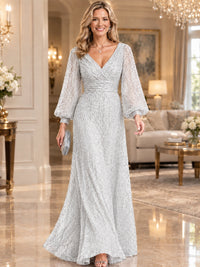 Sparkle Sequin Mother of The Bride Dresses with Long Sleeves
