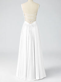 Spaghetti Strap Ruched Chiffon Maxi Dress with Backless