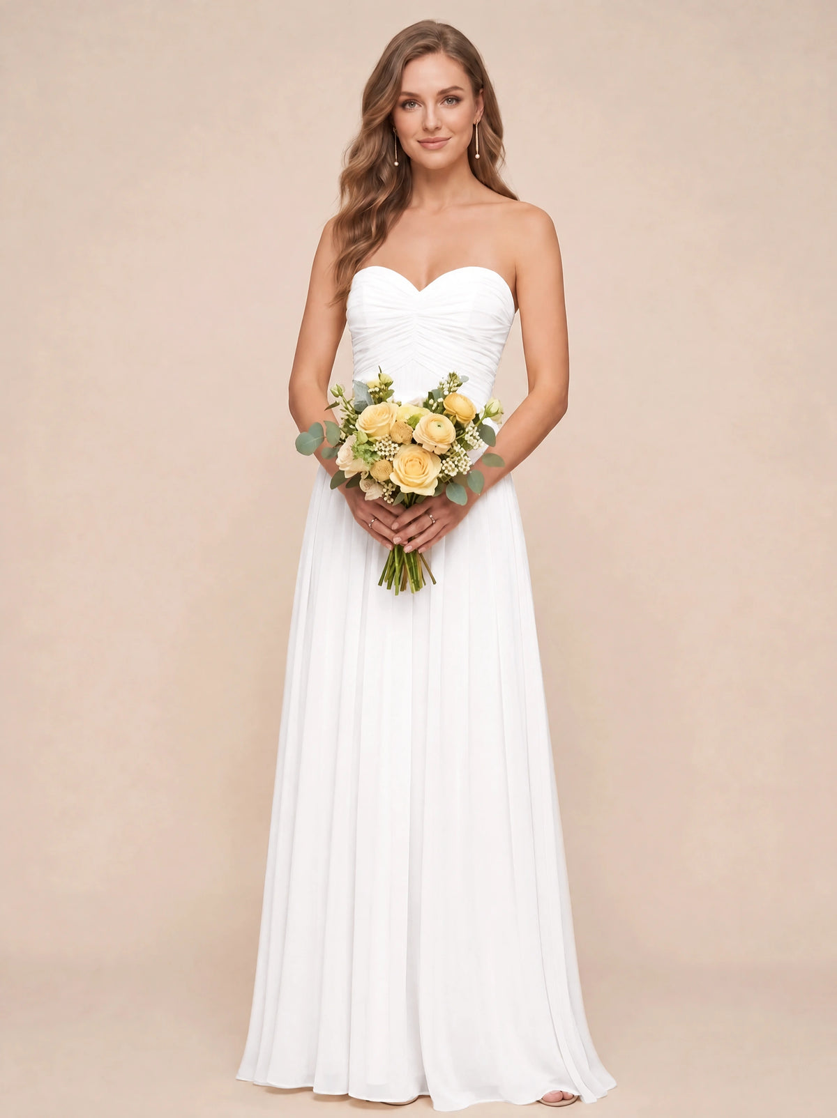 Strapless Pleated Chiffon A-Line Bridesmaid Dress