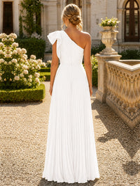 One Shoulder Pleated Chiffon A-Line Floor-Length Bridesmaid Dress