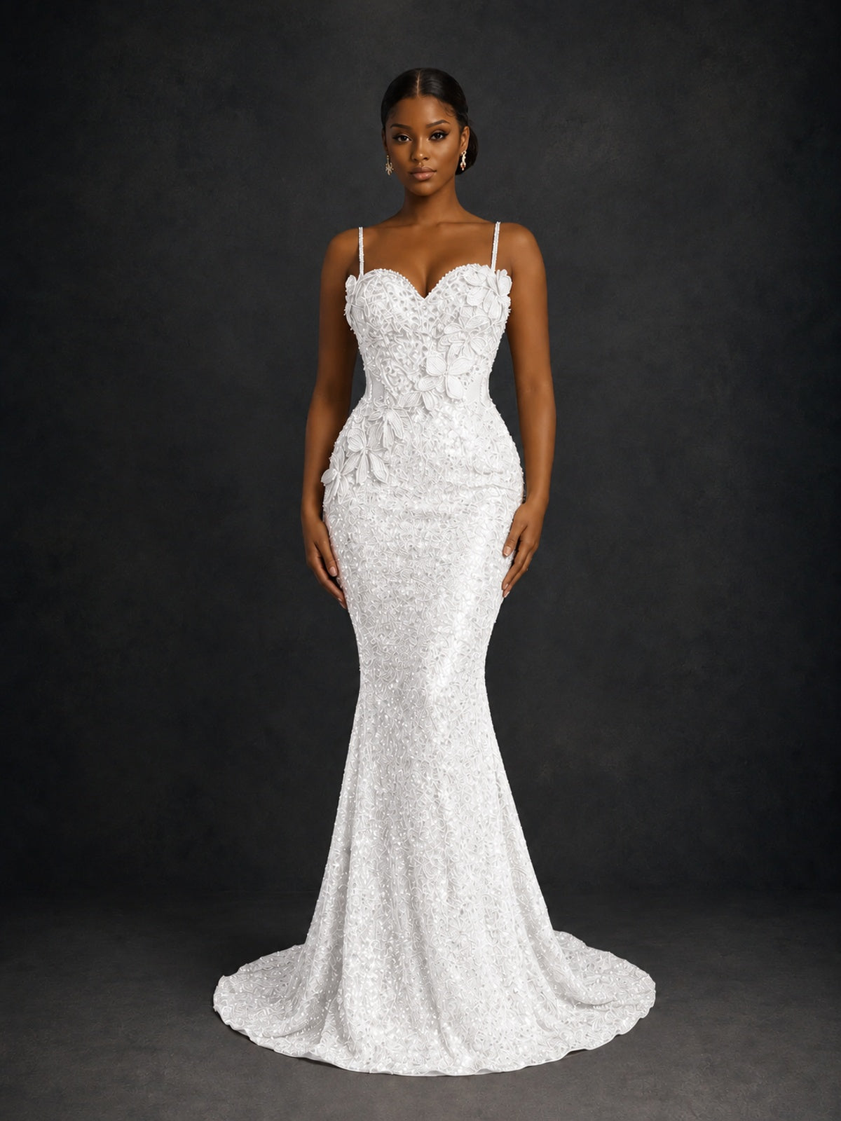 Sequin Mermaid Prom Dress with Floral Applique