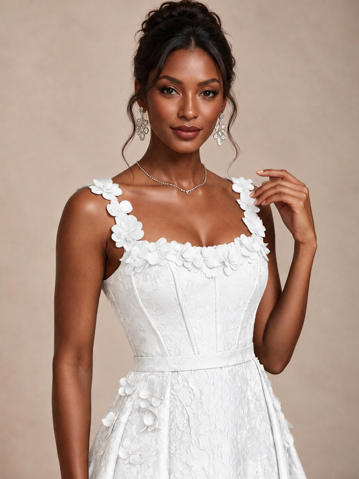 Light Blue 3D Floral Jacquard Prom Dress with Detachable Overskirt Corset Gown