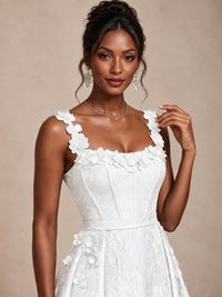 Light Blue 3D Floral Jacquard Prom Dress with Detachable Overskirt Corset Gown