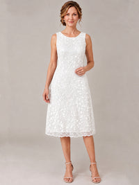 Tea Length Sequin Lace Mother of The Bride Dress with Chiffon Jacket