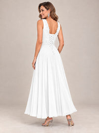 Dusty Blue Floral Lace Chiffon Mother of the Bride Dress with Jacket