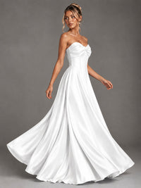 Sweetheart Neck Strapless Satin A-Line Prom Dress