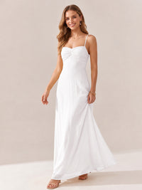 JOVELLEE Yellow Sweetheart Ruched Bust Chiffon Maxi Dress
