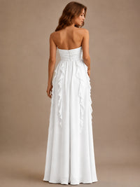 Srapless Sweetheart Chiffon Prom Dress Ruffle Formal Evening Gown