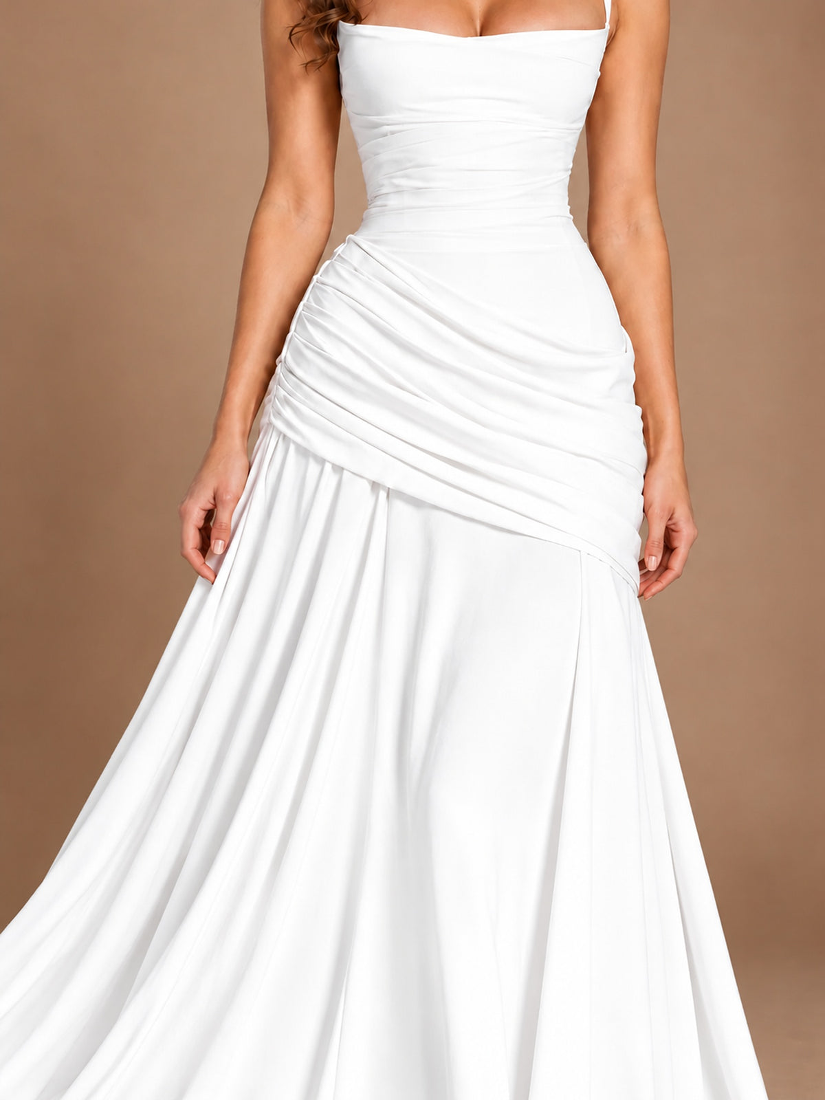 Butter Yellow Square Neck Ruched A-Line Prom Dress
