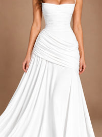 Butter Yellow Square Neck Ruched A-Line Prom Dress