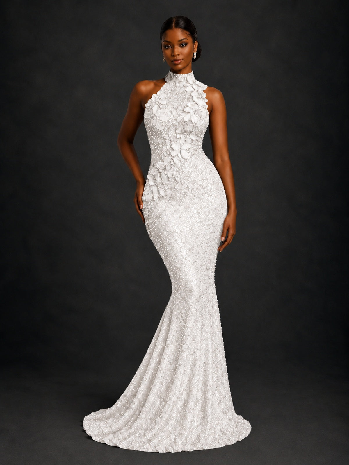 Sparkly Sequin High Neck Mermaid Prom Dress