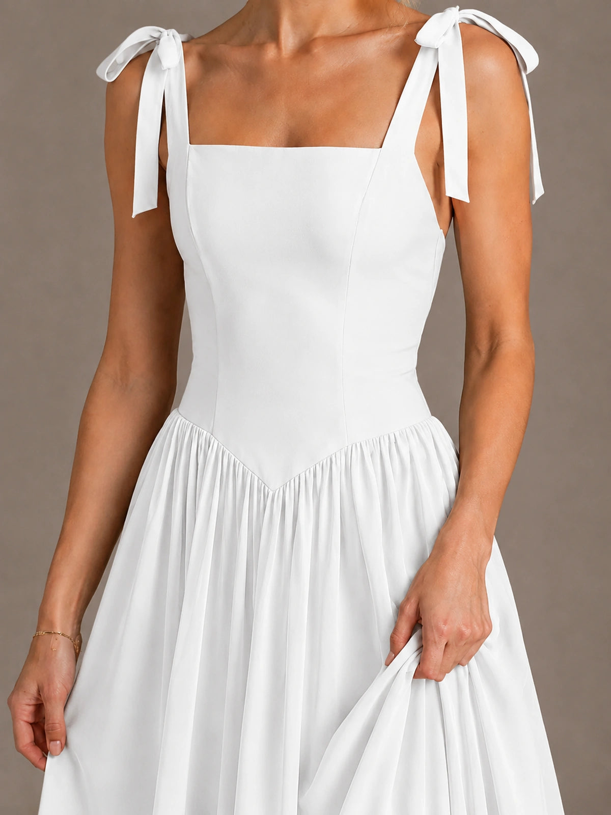 Square Neck A-Line Maxi Dress