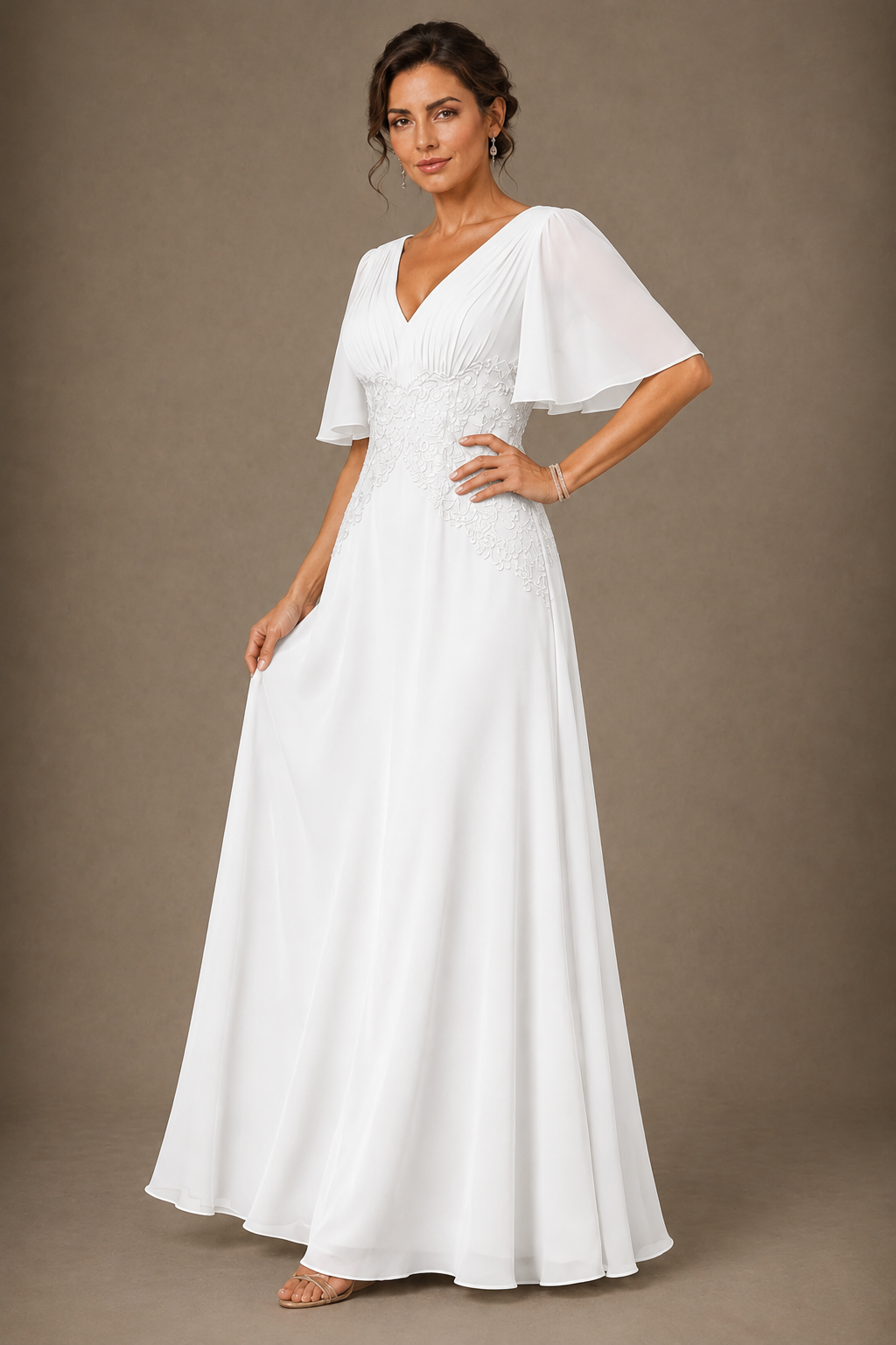 A-Line Chiffon Mother of the Bride Dress with Applique